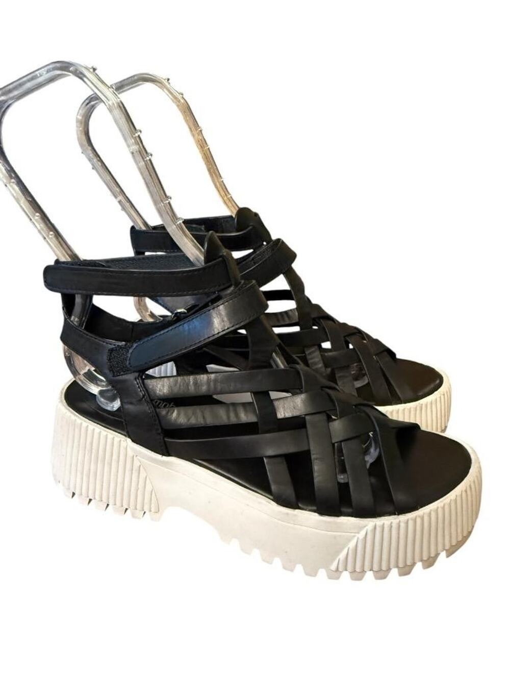 Jeffrey Campbell for Free People Platform Sandal Black Leather Women size 7